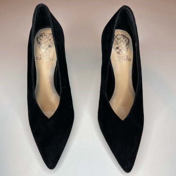 Vince Camuto Women's Ankia Ankle Pump Size 4 Pointed Black Suede High Heels - Picture 1 of 8